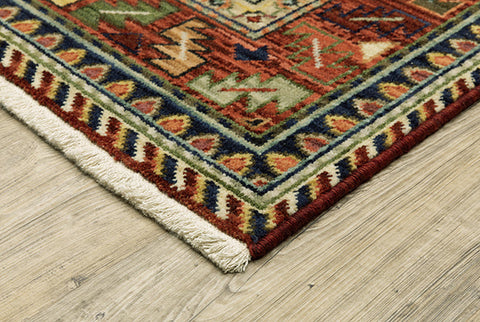 Medalia Area Rug -  Cream. Burnt Red. Sage Green. Orange