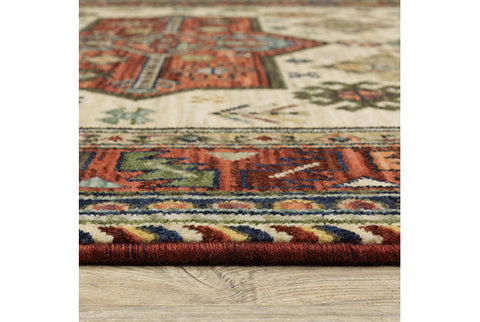 Medalia Area Rug -  Cream. Burnt Red. Sage Green. Orange