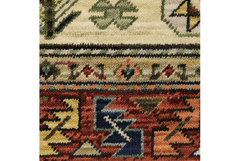 Medalia Area Rug -  Cream. Burnt Red. Sage Green. Orange