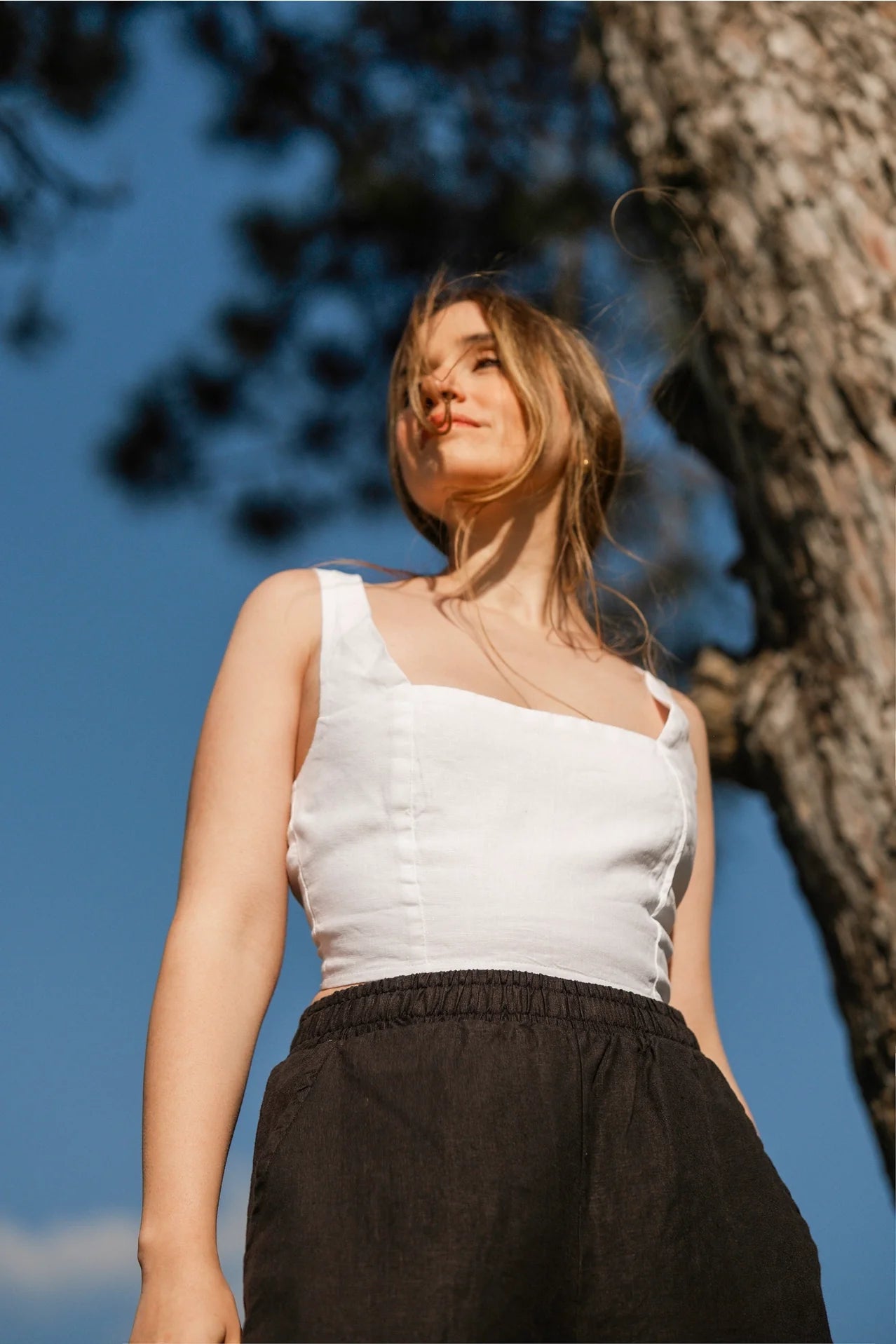 Linen Tie Back Top