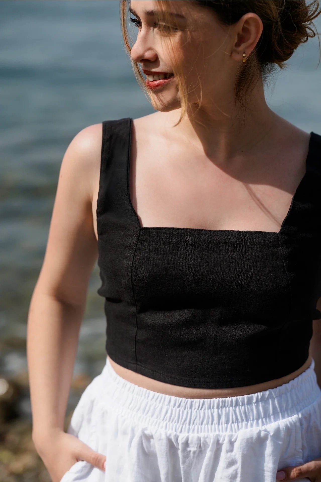 Linen Tie Back Top