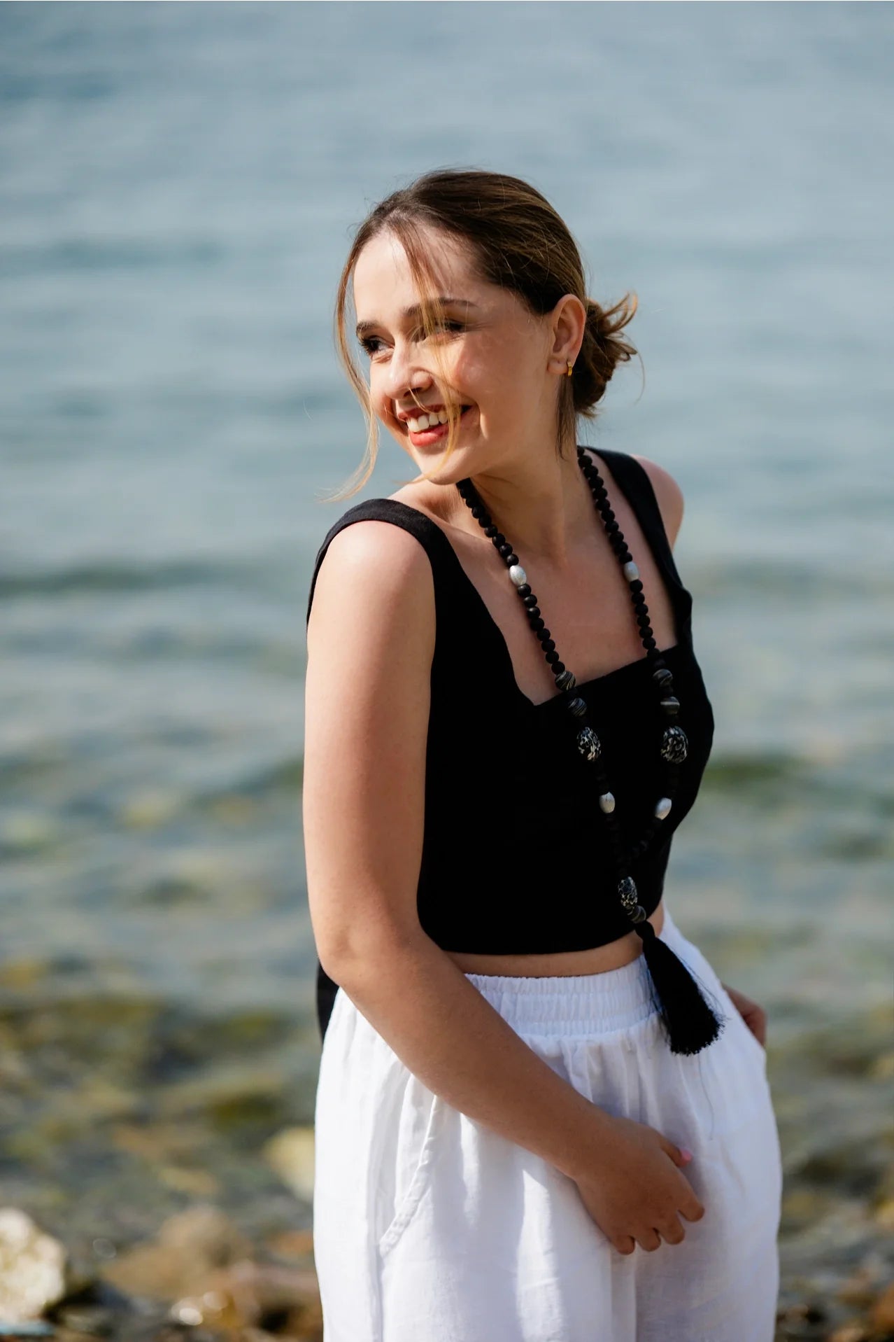 Linen Tie Back Top