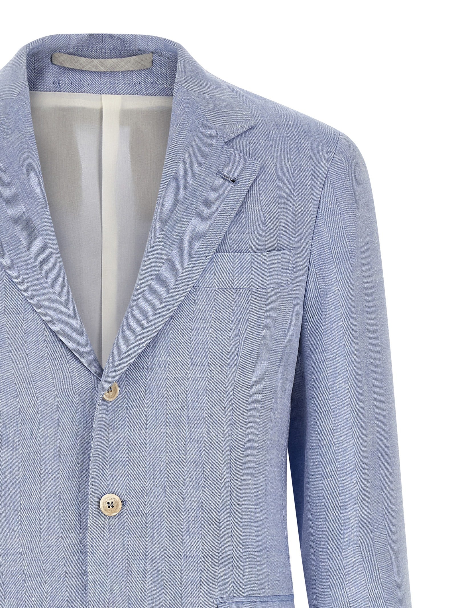 Linen Wool Chevron Blazer Breathable Comfort