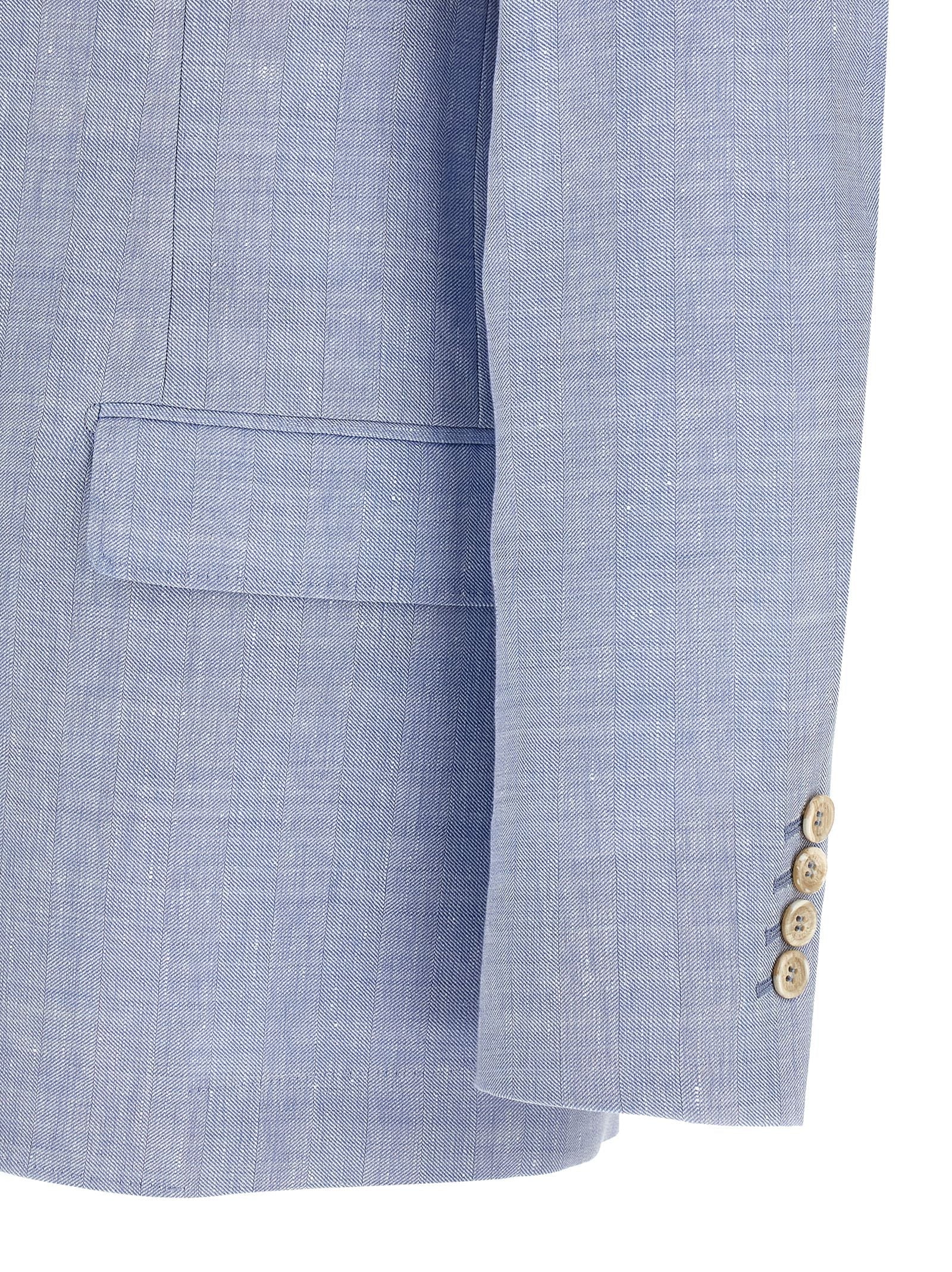 Linen Wool Chevron Blazer Breathable Comfort