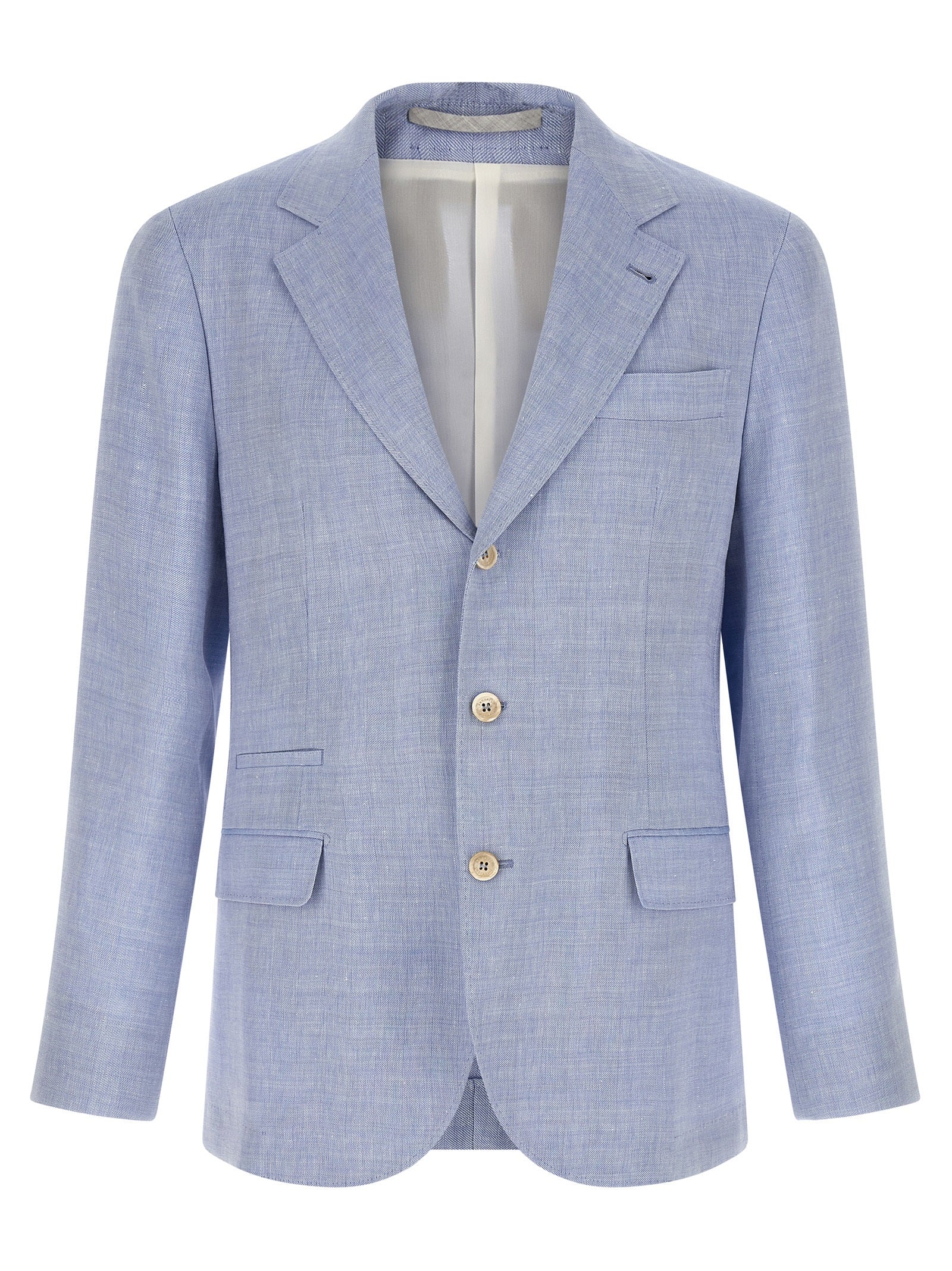 Linen Wool Chevron Blazer Breathable Comfort