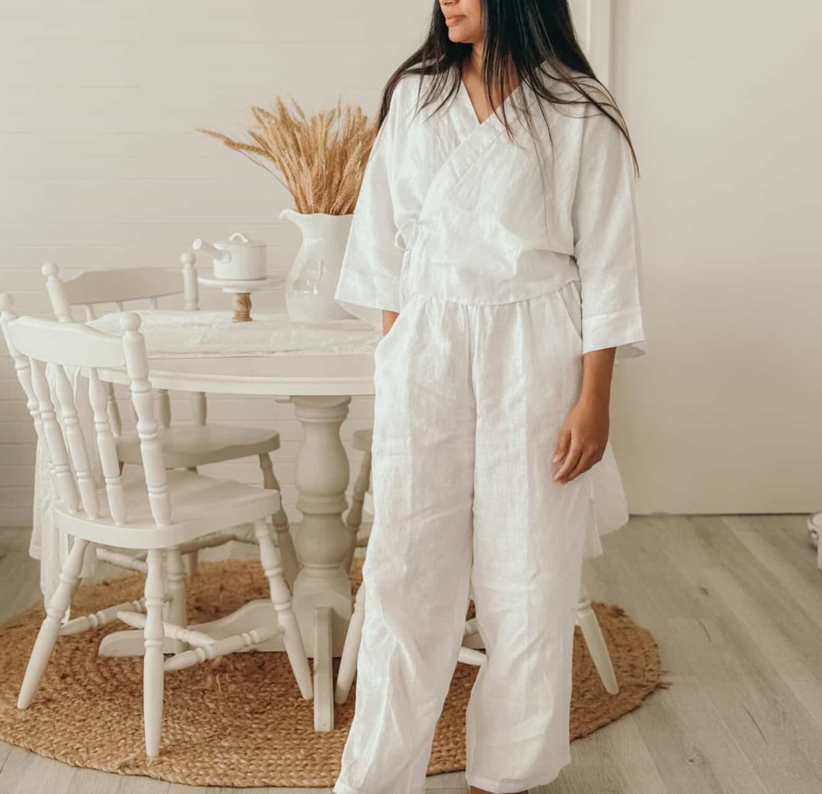 Linen Wrap Shirt in White