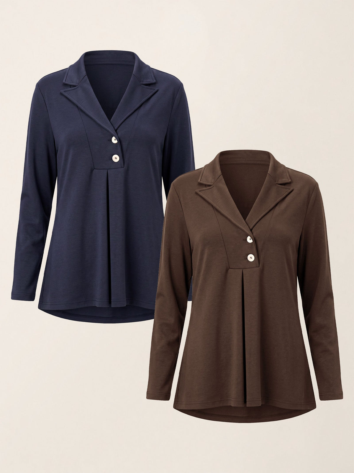 Notched Pleat Long-Sleeve Top JUNE