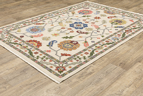 Medalia Area Rug -  Cream. Sage Green. Blue. Yellow
