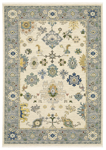 Medalia Area Rug - Cream. Blue Gray. Yellow