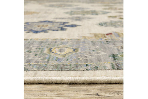 Medalia Area Rug - Cream. Blue Gray. Yellow