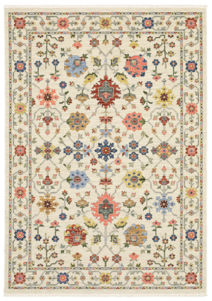 Medalia Area Rug -  Cream. Light Blue. Peach. Yellow