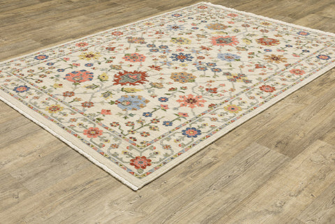 Medalia Area Rug -  Cream. Light Blue. Peach. Yellow