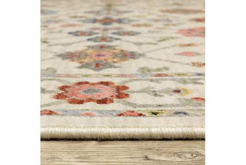 Medalia Area Rug -  Cream. Light Blue. Peach. Yellow