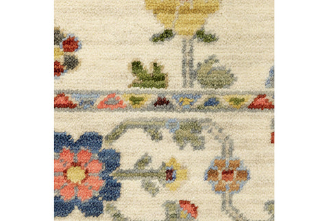 Medalia Area Rug -  Cream. Light Blue. Peach. Yellow