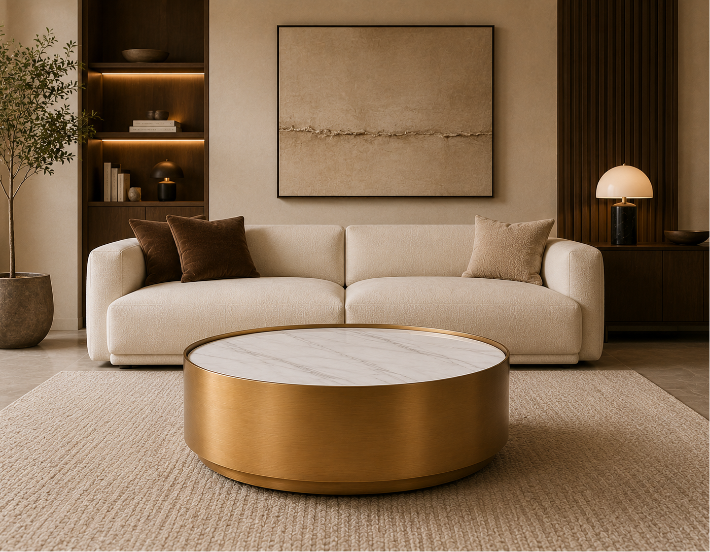 Luxe Gold Marble & Steel Coffee Table