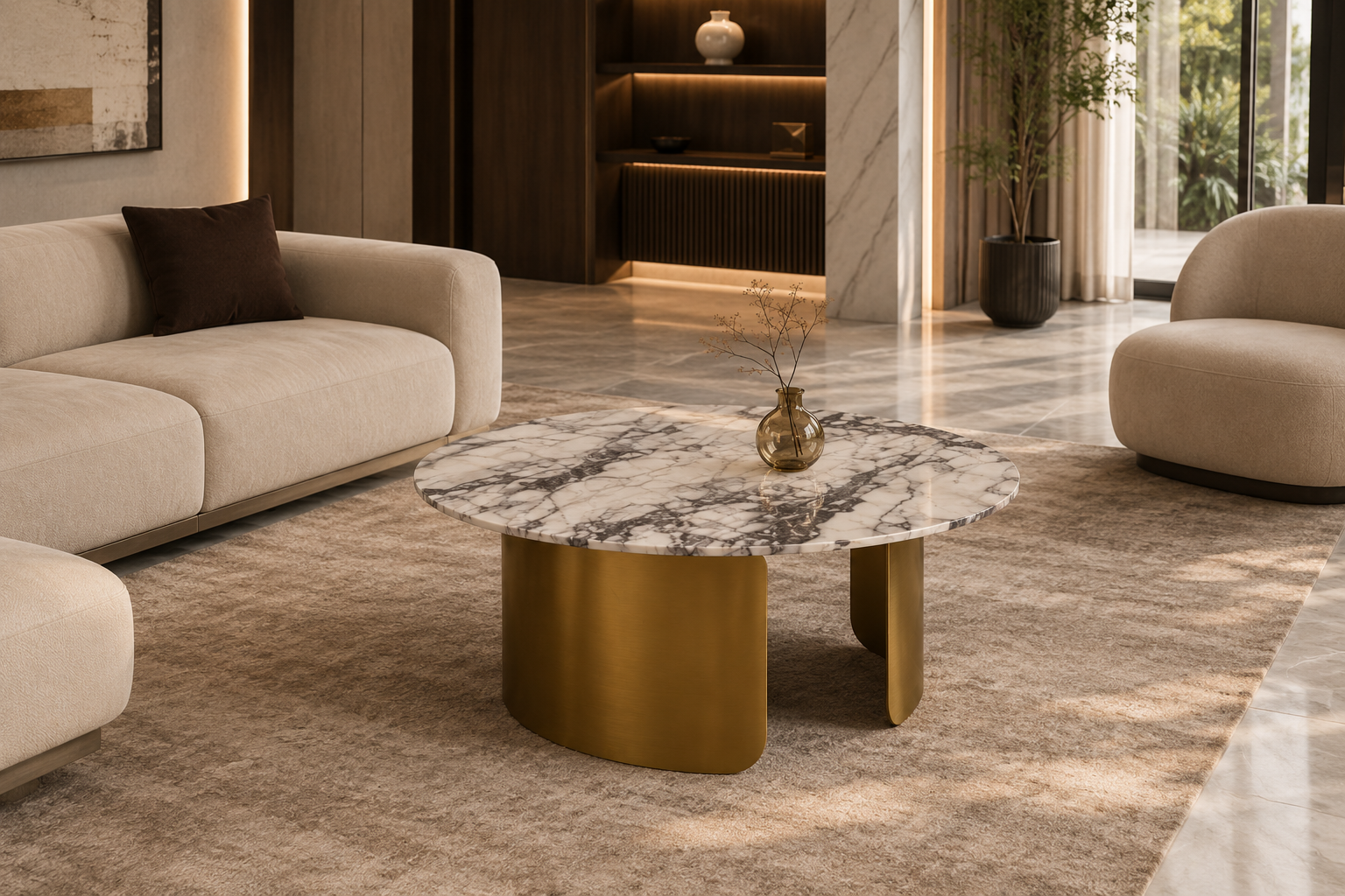 Luxe Marble Brass Coffee Table