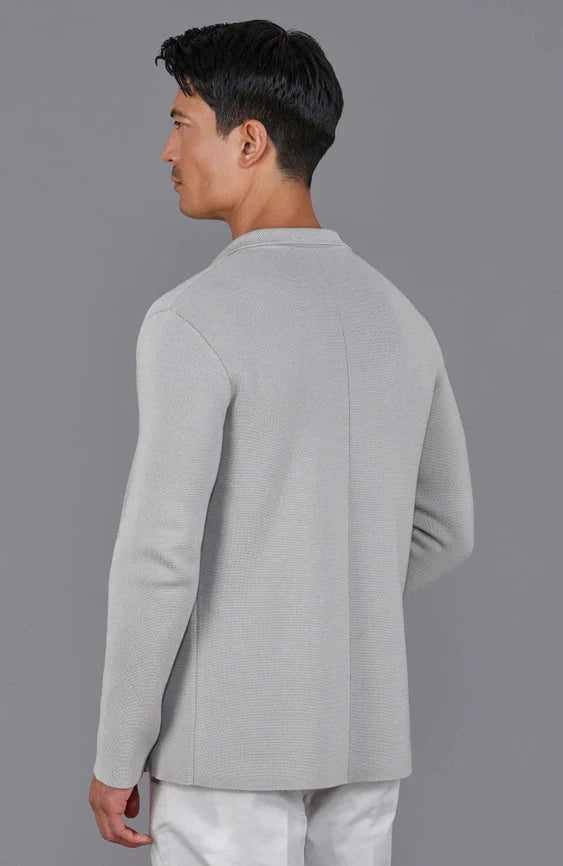 Mens Lightweight Mercerised Cotton Knitted Blazer  Light Taupe