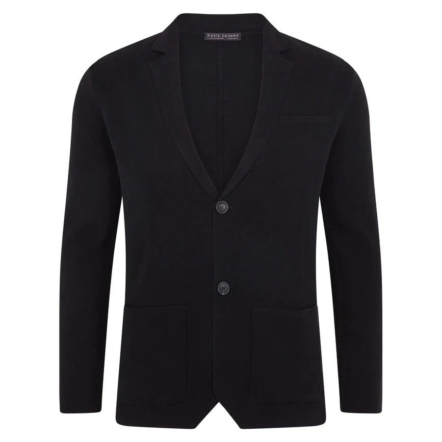 Mens Lightweight Organic Cotton Linen Knitted Blazer Navy and Black