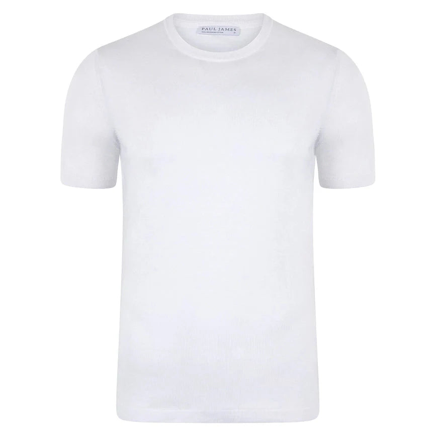 Mens Superfine Mercerised Cotton Knitted T-Shirt White