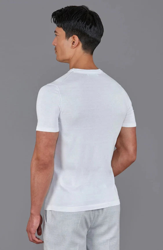 Mens Superfine Mercerised Cotton Knitted T-Shirt White