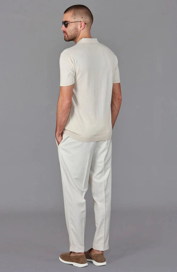 Mens Ultra Fine Cotton Buttonless Polo Shirt White