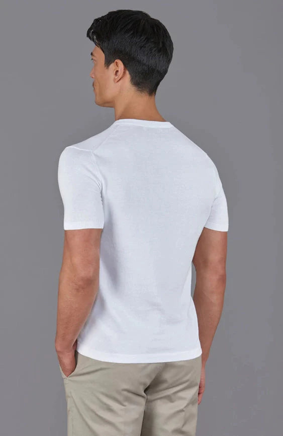 Mens Ultra Fine Cotton Knitted Pocket T-Shirt White