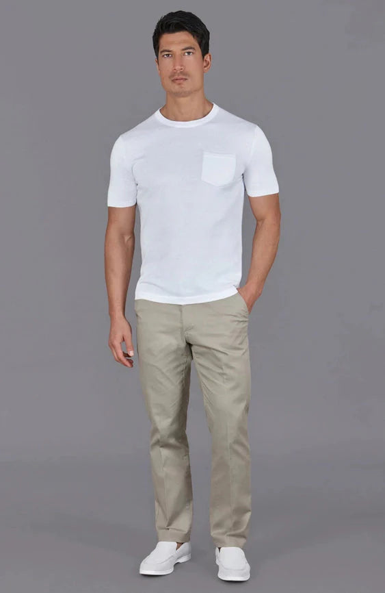 Mens Ultra Fine Cotton Knitted Pocket T-Shirt White