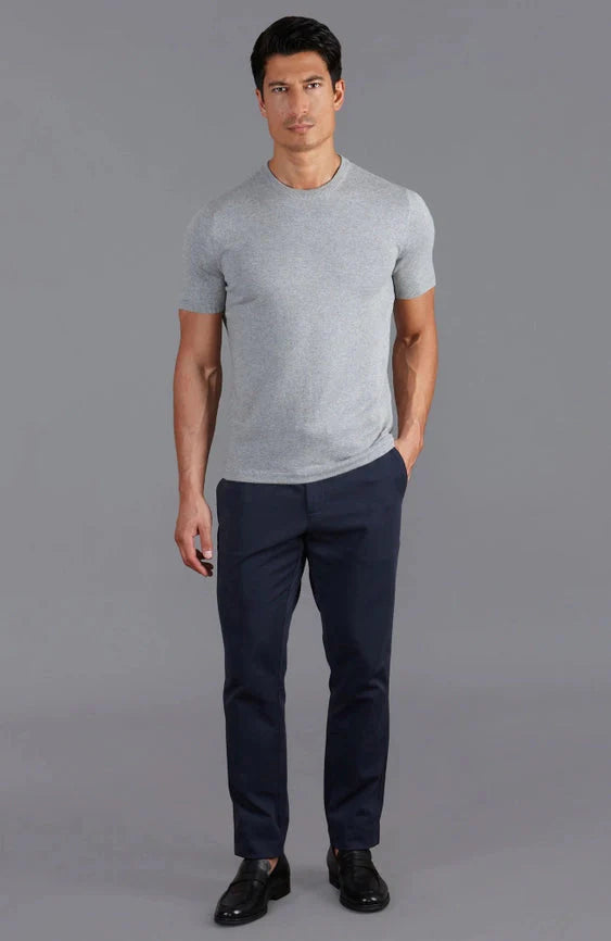 Mens Ultra Fine Cotton Knitted T-Shirt  Ash Grey