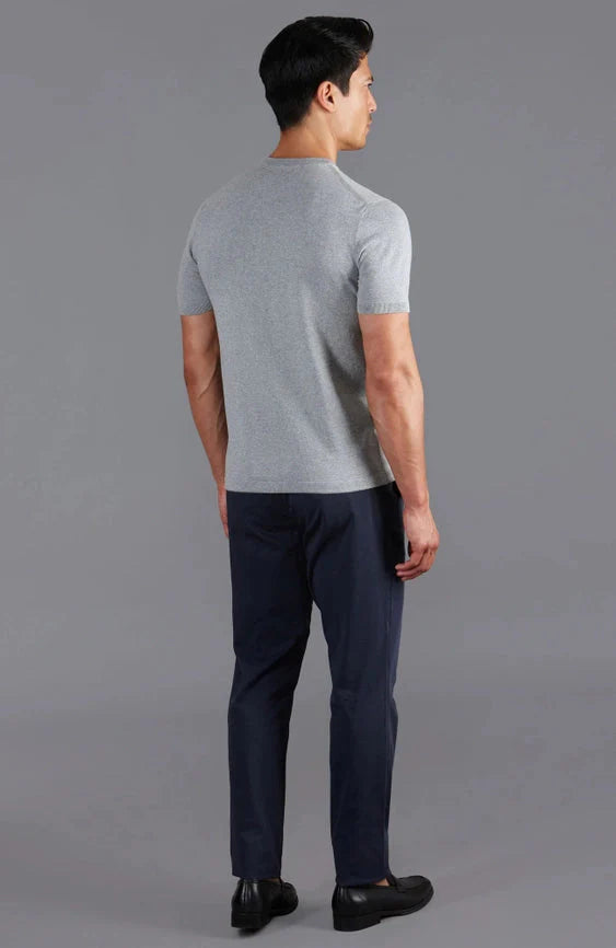 Mens Ultra Fine Cotton Knitted T-Shirt  Ash Grey