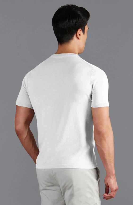 Mens Ultra Fine Cotton Knitted T-Shirt  White