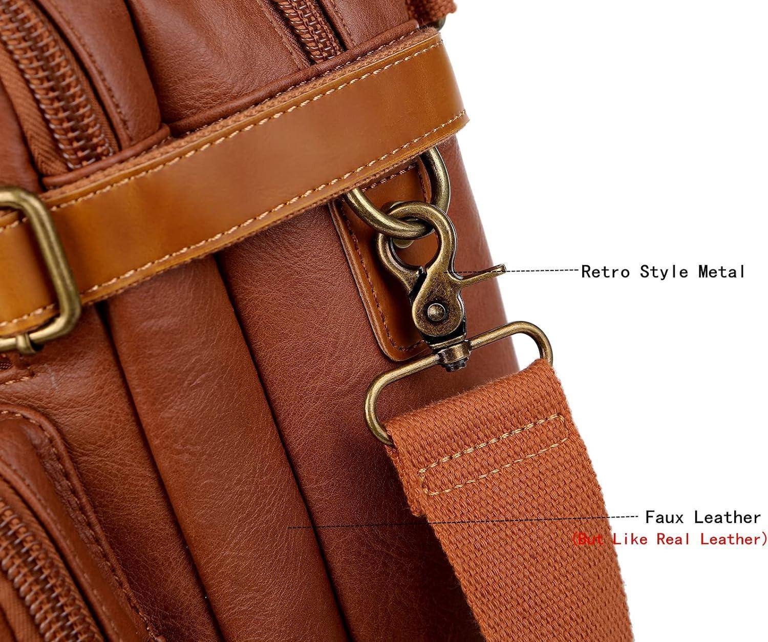 Men's Vegan Leather Messenger Bag – Convertible Work Carry