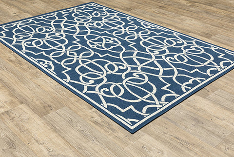 Medalia Meridian Indoor / Outdoor Rug  Navy/White