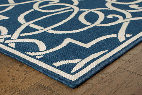 Medalia Meridian Indoor / Outdoor Rug  Navy/White