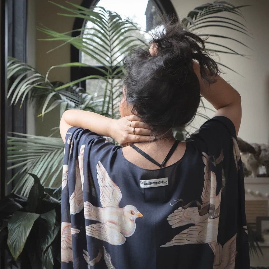 Midnight Doves Bohemian Goddess Starduster Kimono w/ Message