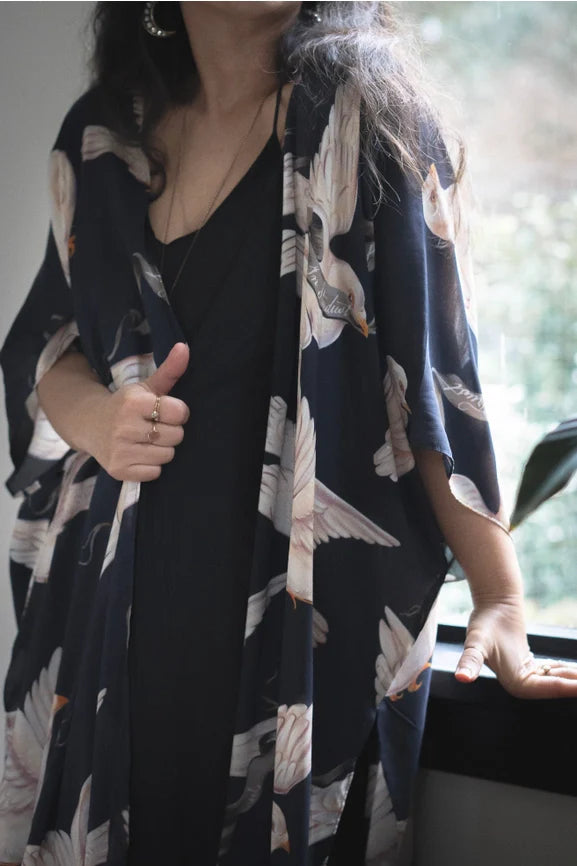 Midnight Doves Bohemian Goddess Starduster Kimono w/ Message