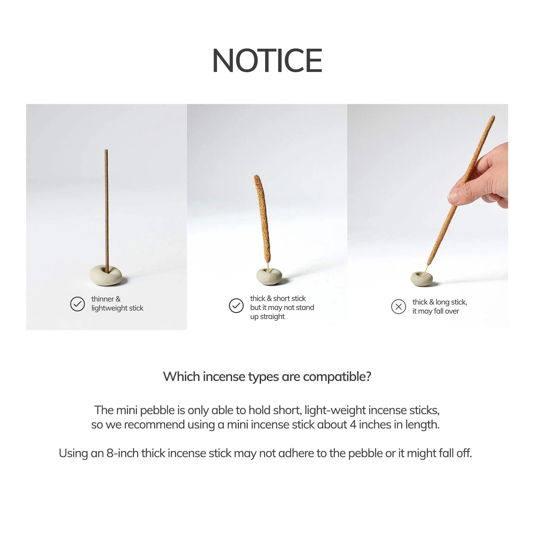 Mini Light Grey Ceramic Pebble Incense Holder