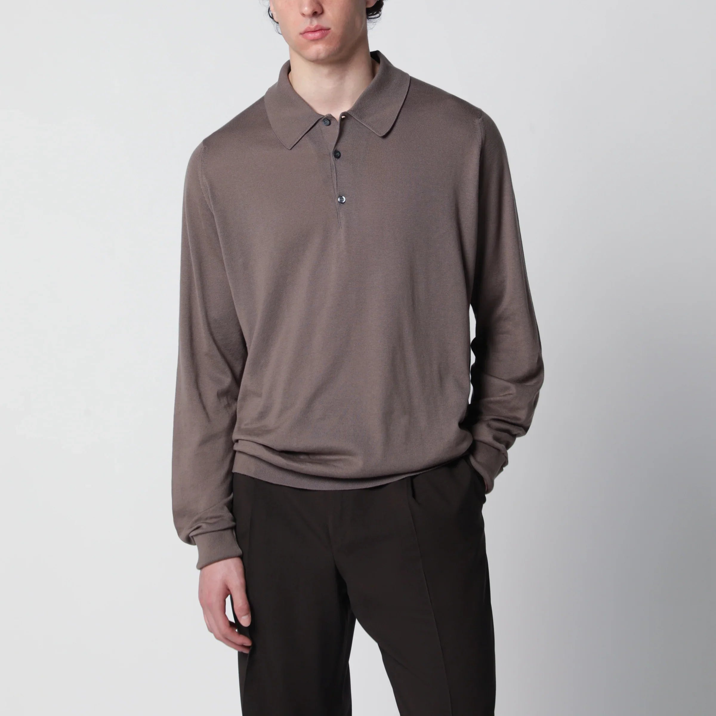 Moss Beige Cotton Polo Shirt Breathable Comfort