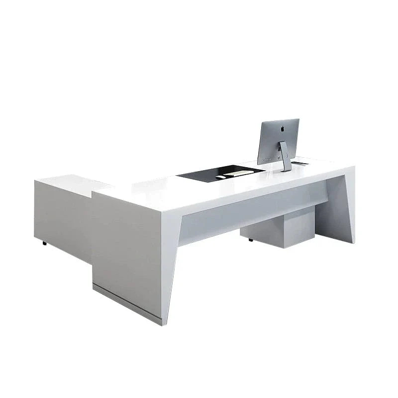 Newton · White Executive Desk w/ Mobile Storage