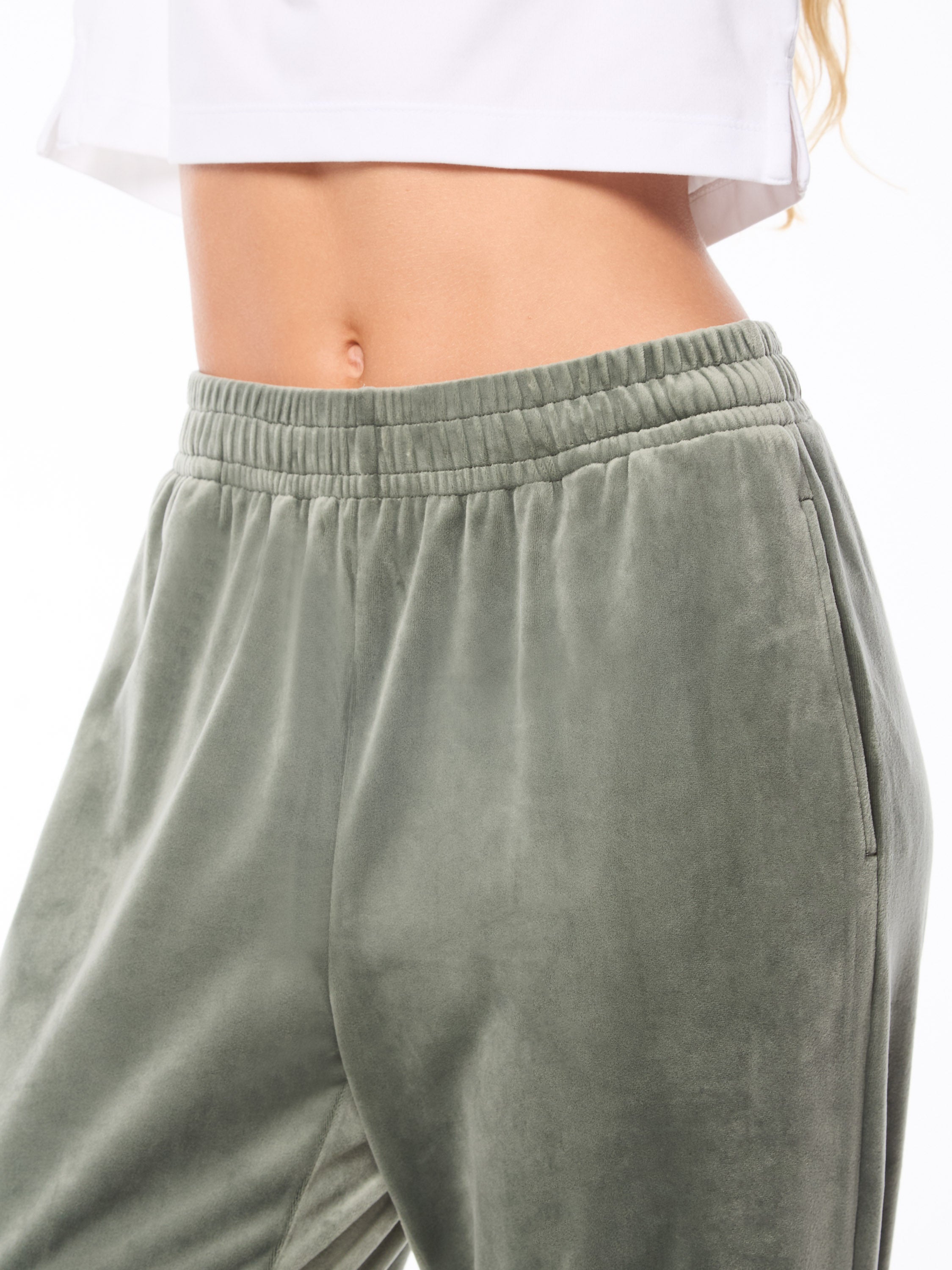 Nuvola Velour Track Pant-Agave Green