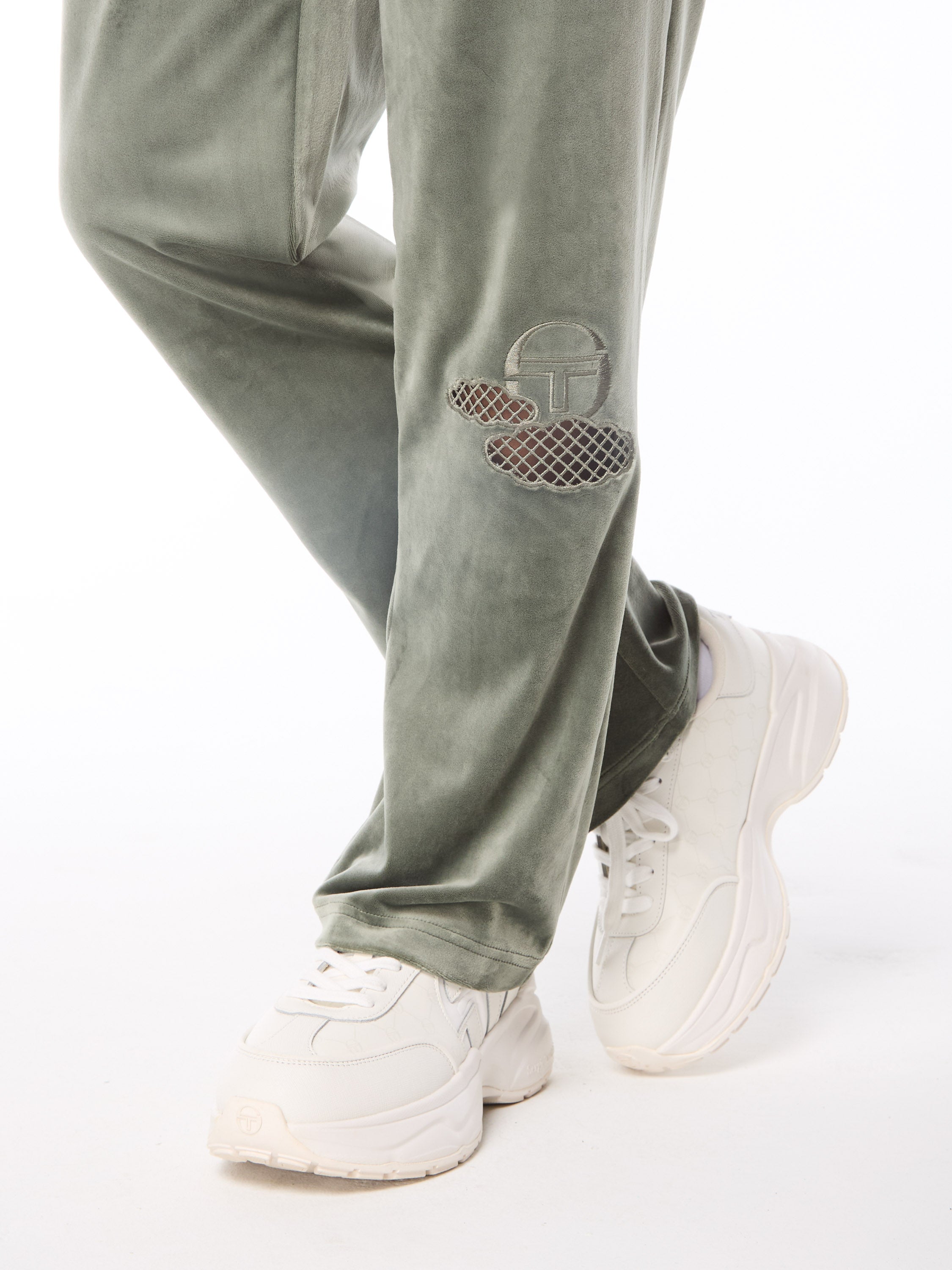 Nuvola Velour Track Pant-Agave Green