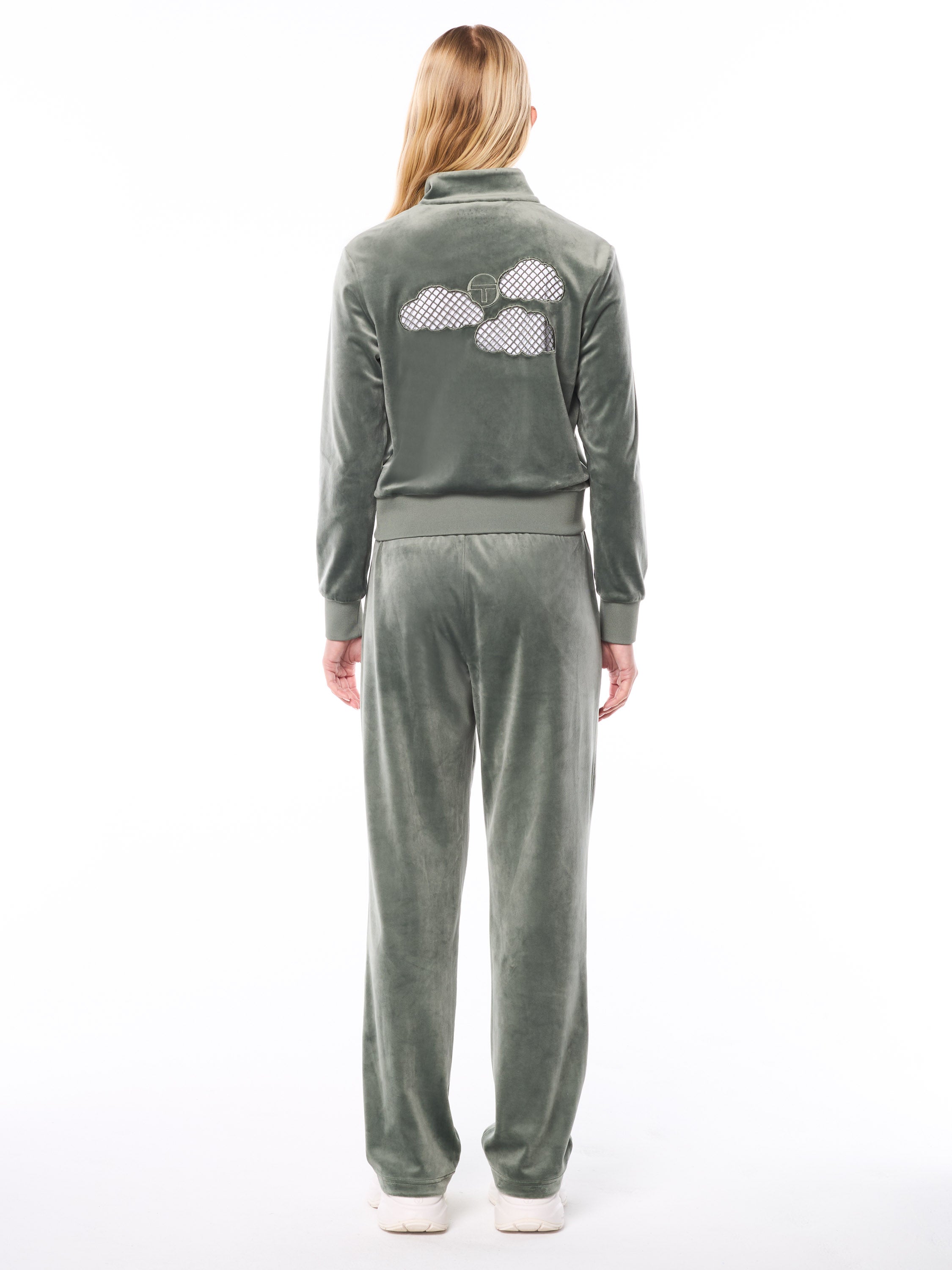 Nuvola Velour Track Pant-Agave Green