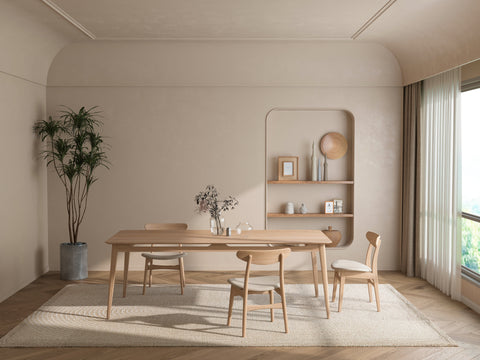 Isabella Mid Century Dining chair - Solid Oak Wood and Fabric seat