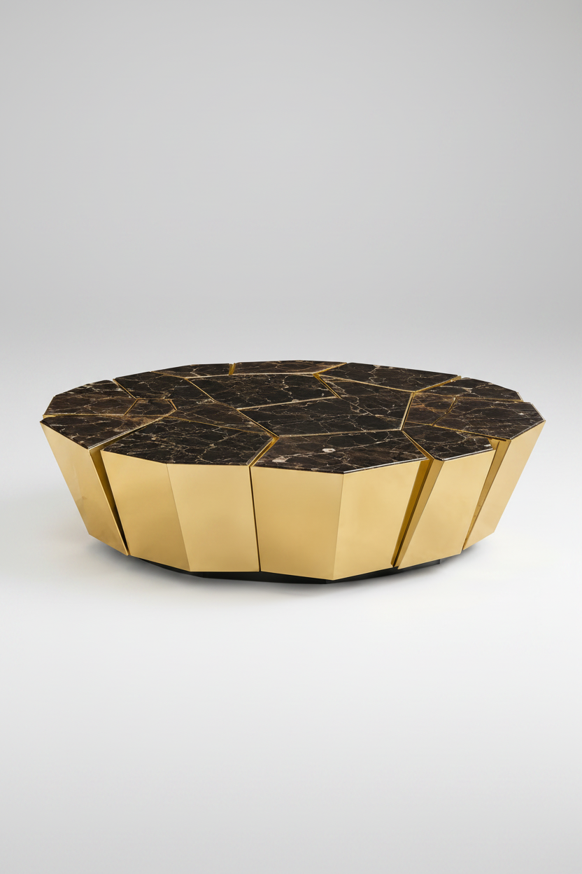 Obsidian Gold & Marble Coffee Table
