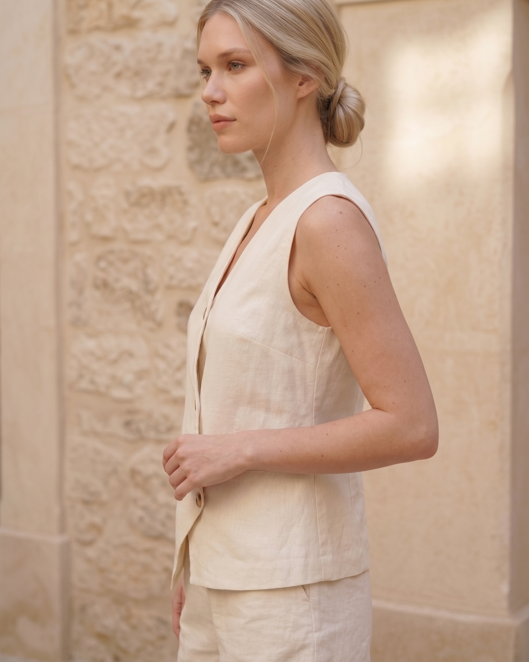 Off-White Asymmetric Linen Vest