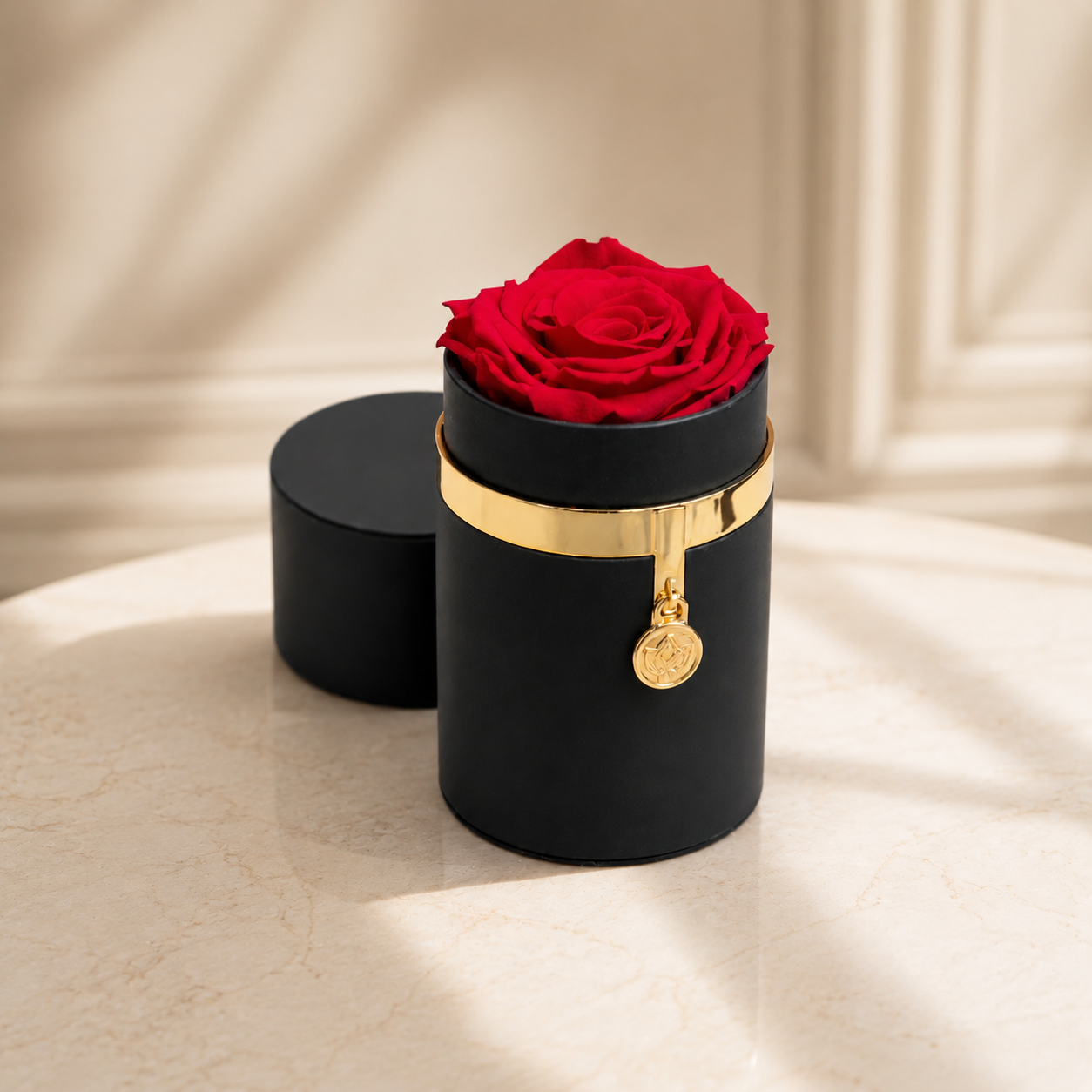 One in a Million™ Round Black Box | Charm Edition | Red Rose