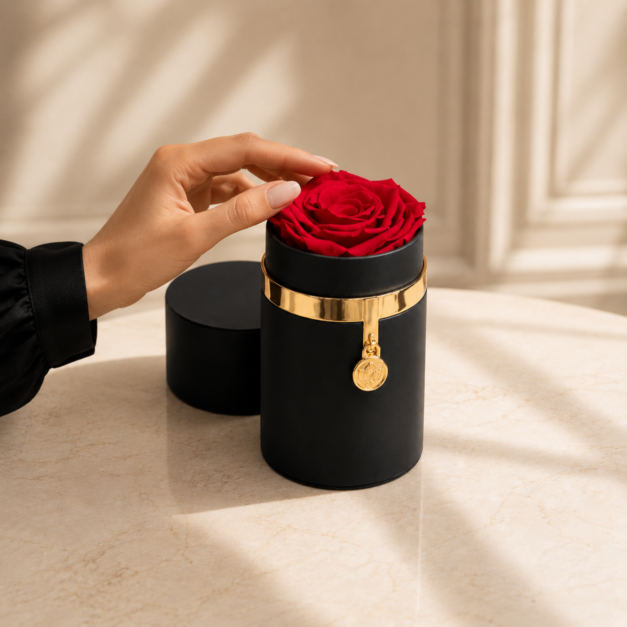 One in a Million™ Round Black Box | Charm Edition | Red Rose