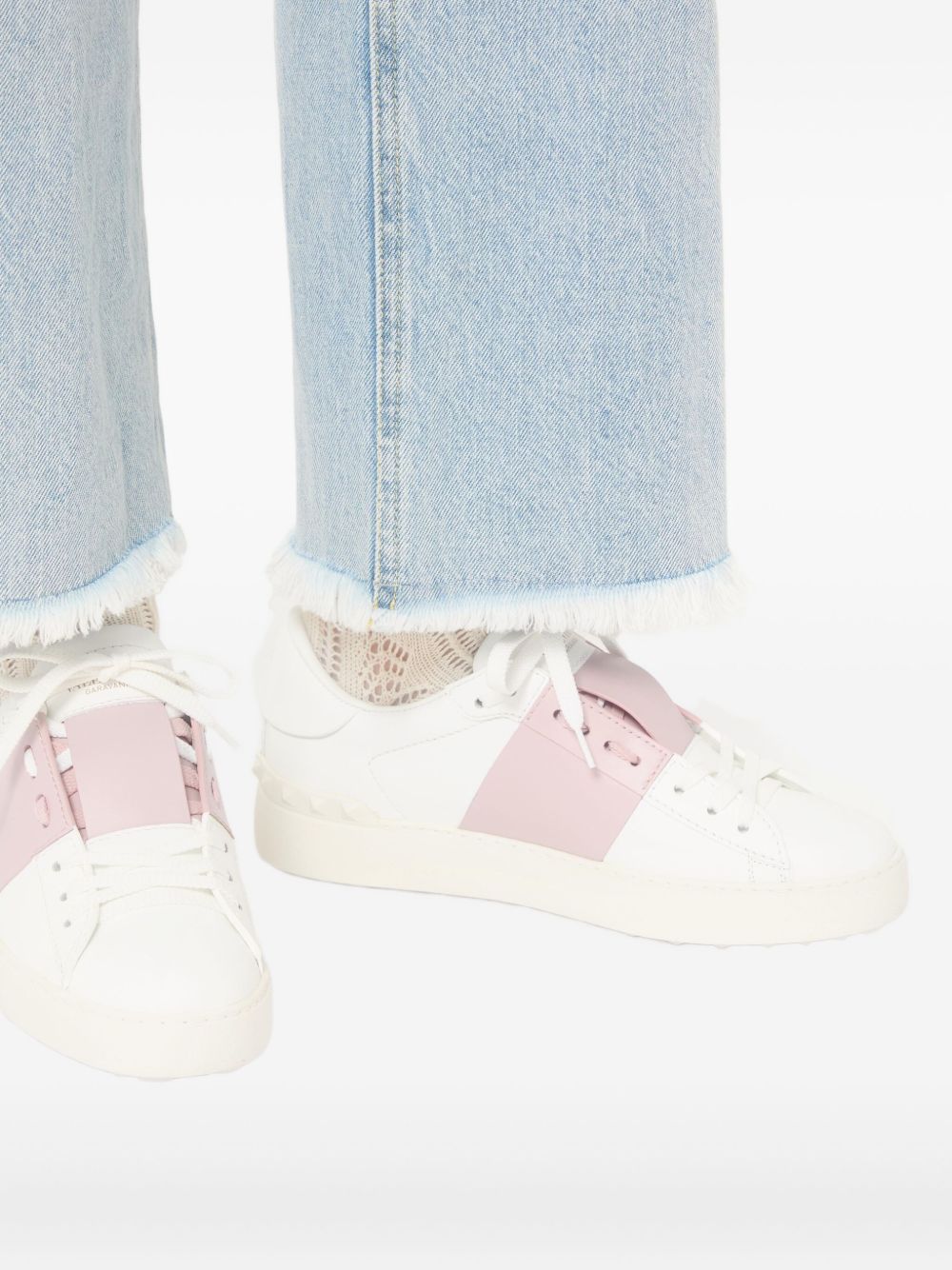 Open Calfskin Leather Sneakers for Comfort