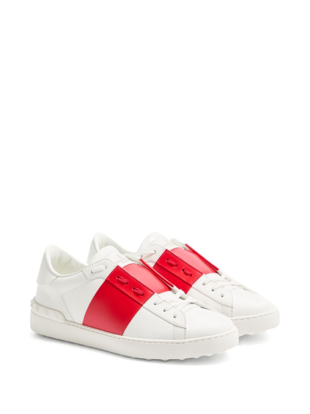 Open Calfskin Leather Sneakers with Studs for Comfort