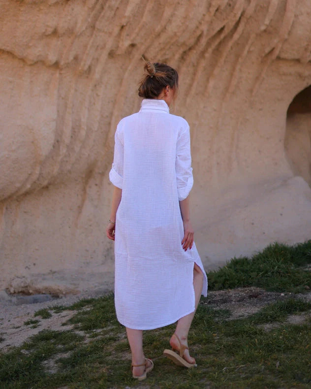 Organic Muslin Cotton White Shirt White