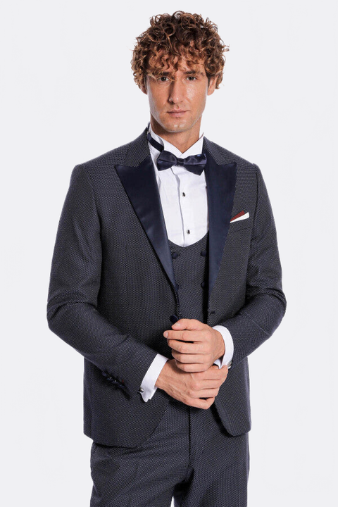 Navy Blue Tuxedo Suit - Wessi